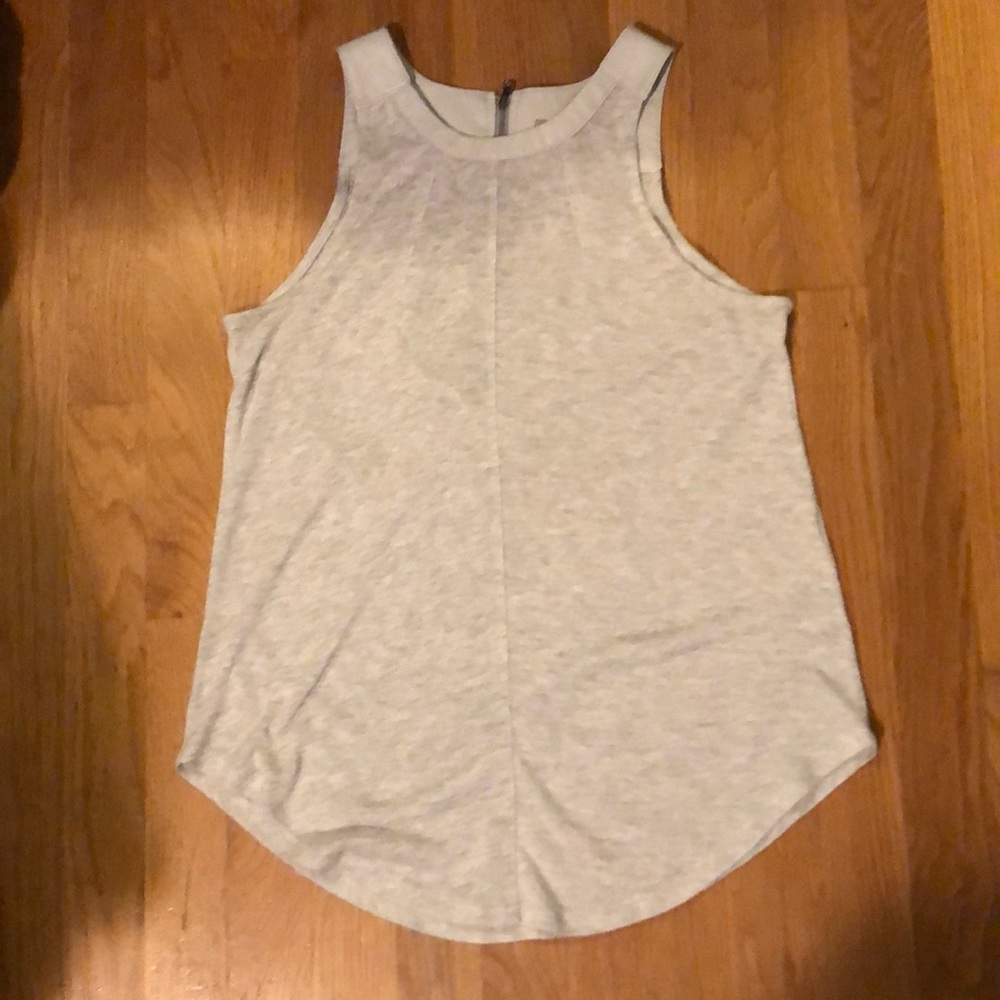 J Crew Faux Leather collared light gray top